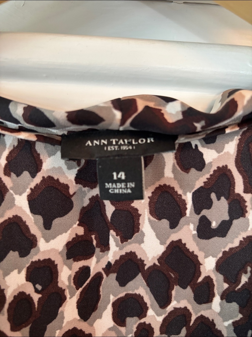 Ann Taylor Leopard Print Sleeveless Ruffle Camisole - Black & Tan - Picture 2 of 7